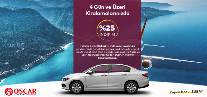 4 Gün ve Üzeri Kiralamalarda %25 İndirim